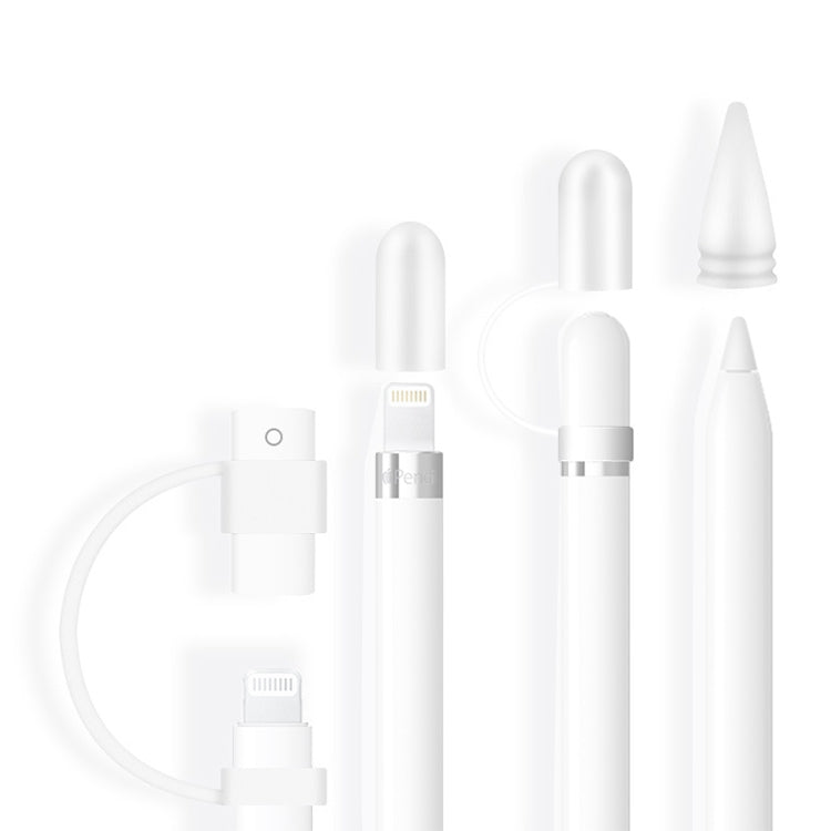 4 in 1 For Apple Pencil 1 Stylus Touch Pen Nib Pen Cap Anti-lost Silicone Protective Cover Set
