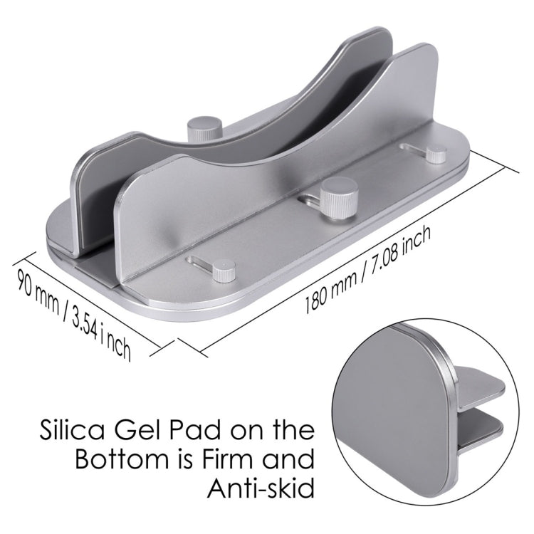 Adjustable Vertical Laptop Stand Aluminum Desktop Space-saving Stand for MacBook Pro / Air, Microsoft Surface / Dell XPS / HP / Other Laptops(Silver)