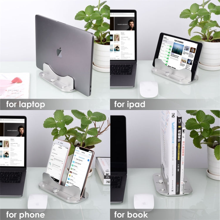 Adjustable Vertical Laptop Stand Aluminum Desktop Space-saving Stand for MacBook Pro / Air, Microsoft Surface / Dell XPS / HP / Other Laptops(Silver)