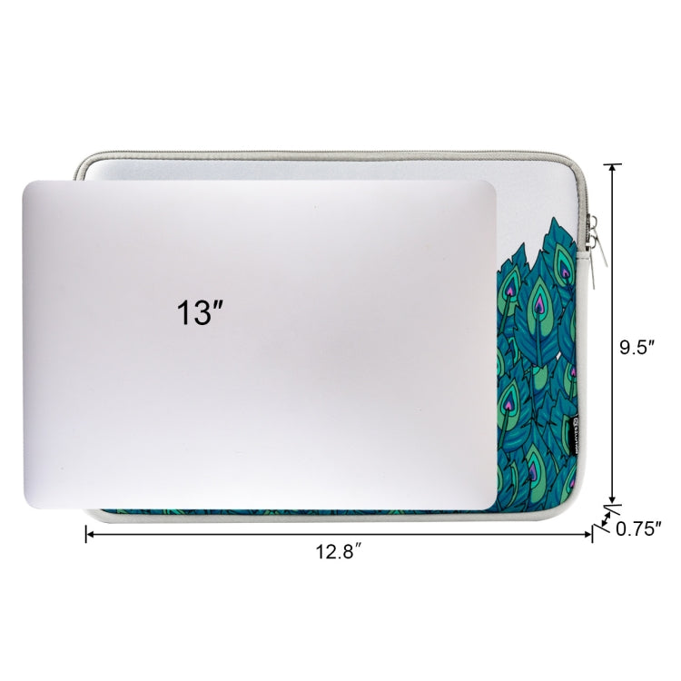 2 in 1 Green Leaf Pattern Neoprene Laptop Handbag Letter Bag for MacBook 13.3 inch