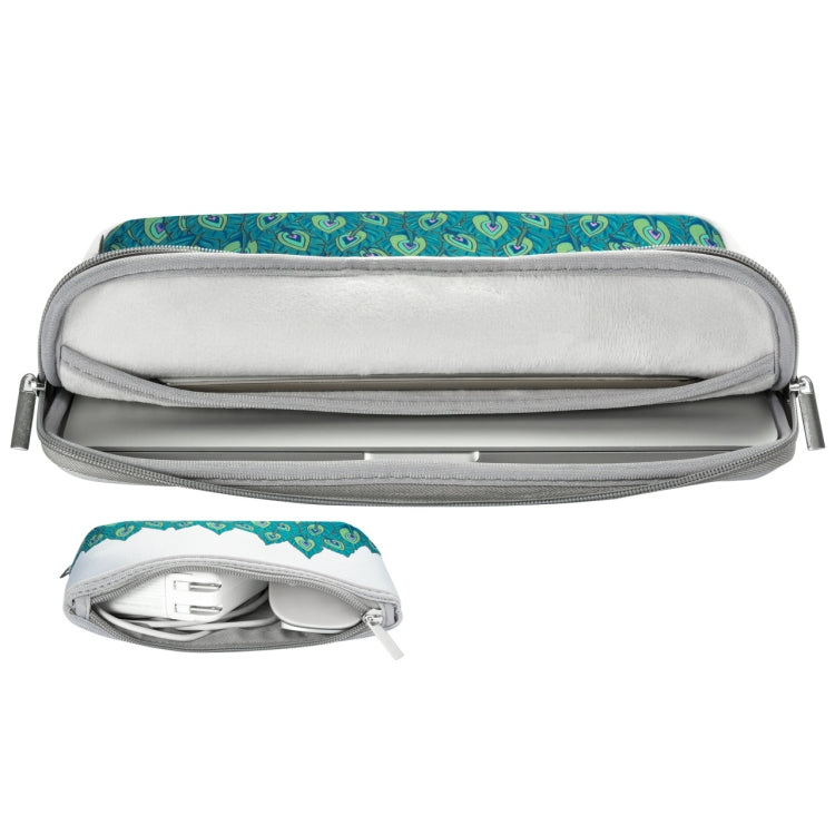 2 in 1 Green Leaf Pattern Neoprene Laptop Handbag Letter Bag for MacBook 13.3 inch