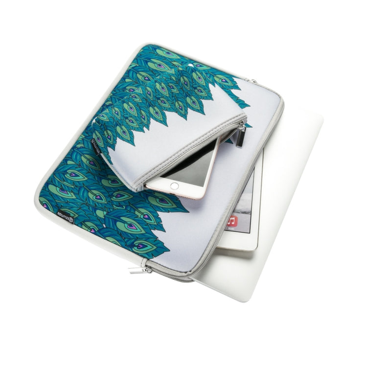 2 in 1 Green Leaf Pattern Neoprene Laptop Handbag Letter Bag for MacBook 13.3 inch