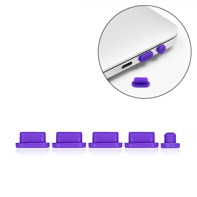 5 in 1 Silicone Anti Dust Plug Protective Cover for MacBook Pro 13.3 inch A1706 (2016 - 2017), MacBook Pro 13.3 inch A1708 (2016 - 2017), MacBook Pro 15.4 inch A1707 (2016 - 2017)