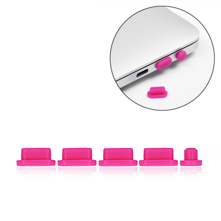 5 in 1 Silicone Anti Dust Plug Protective Cover for MacBook Pro 13.3 inch A1706 (2016 - 2017), MacBook Pro 13.3 inch A1708 (2016 - 2017), MacBook Pro 15.4 inch A1707 (2016 - 2017)