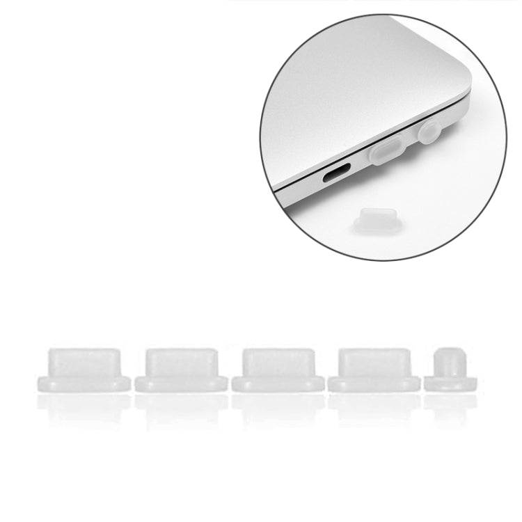 5 in 1 Silicone Anti Dust Plug Protective Cover for MacBook Pro 13.3 inch A1706 (2016 - 2017), MacBook Pro 13.3 inch A1708 (2016 - 2017), MacBook Pro 15.4 inch A1707 (2016 - 2017)