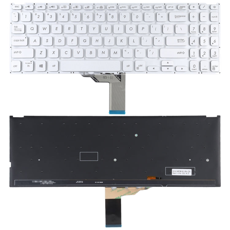 For Asus Vivobook X512 X512D X512DA X512F X512FA X512U US Version Keyboard with Backlight (Silver)