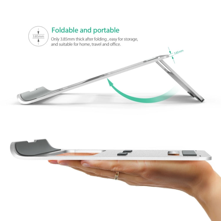 Universal Folding Aluminum Alloy Desktop Height Extender Holder Stand for Macbook, Samsung, Sony, Lenovo and other 17 inch and Below Laptops(Silver)