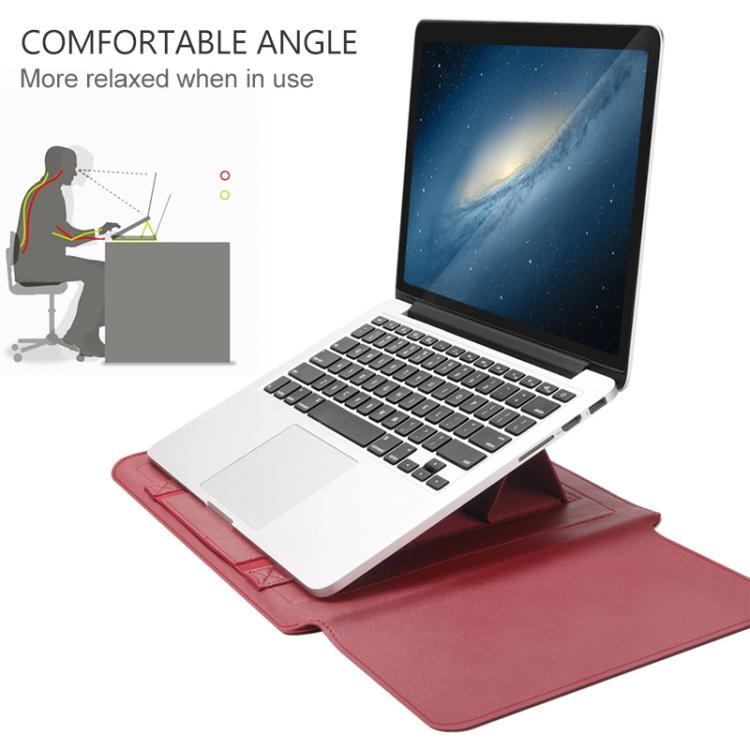 4 in 1 Universal Waterproof PU Leather Laptop Liner Bag with Handle & Stand & Pen Holder + 2 Winders + Mouse Bag + Charger Bag Set for 13  / 14 inch Laptops