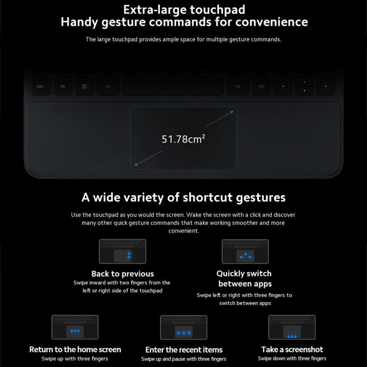 Original For Xiaomi Pad 6S Pro Intelligent Touch Pad Keyboard  - Black