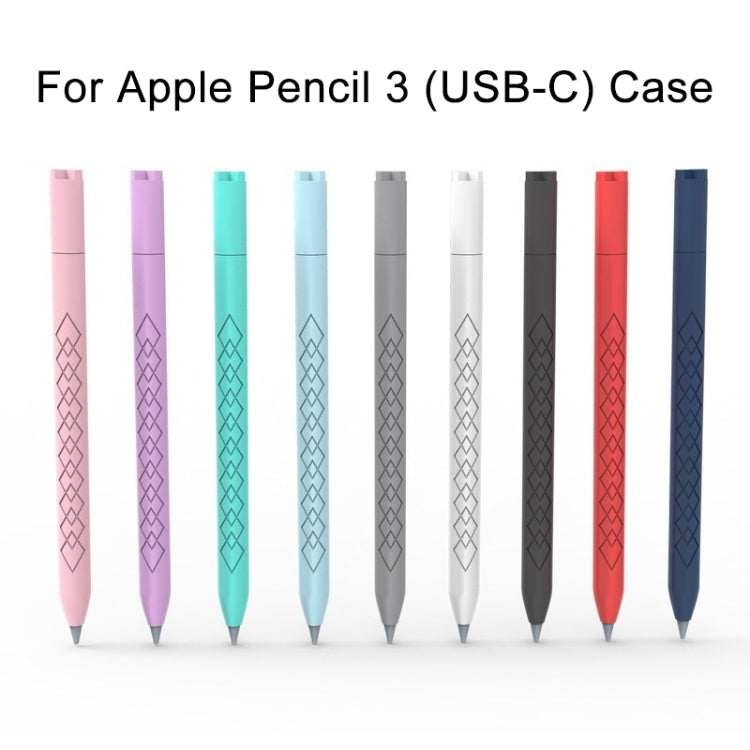 For Apple Pencil  - USB-C Diamond Pattern Silicone Stylus Pen Protective Case