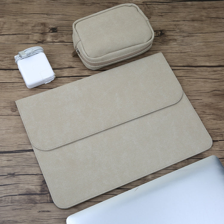 2 in 1 Horizontal Matte Leather Laptop Inner Bag + Power Bag for MacBook Pro 15.4 inch A1398 (2012 - 2015)
