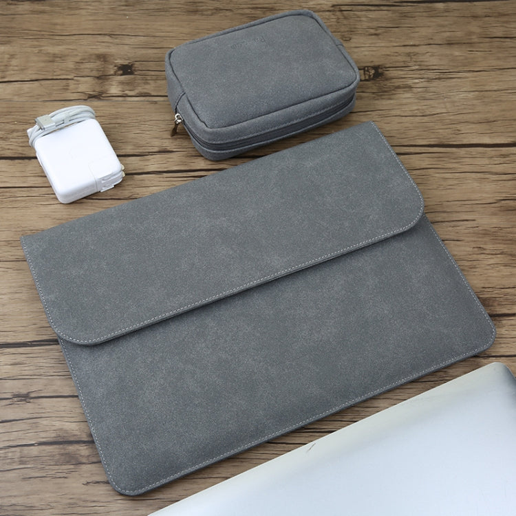 2 in 1 Horizontal Matte Leather Laptop Inner Bag + Power Bag for MacBook Pro 15.4 inch A1707 (2016 - 2017)