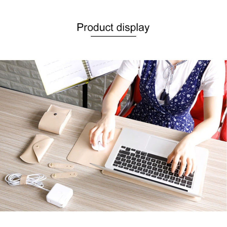4 in 1 Laptop Microfiber Leather Inner Bag + Power Bag + Mouse Storage Bag + 2 Winders for MacBook Pro 15.4 inch A1707 (2016 - 2017)