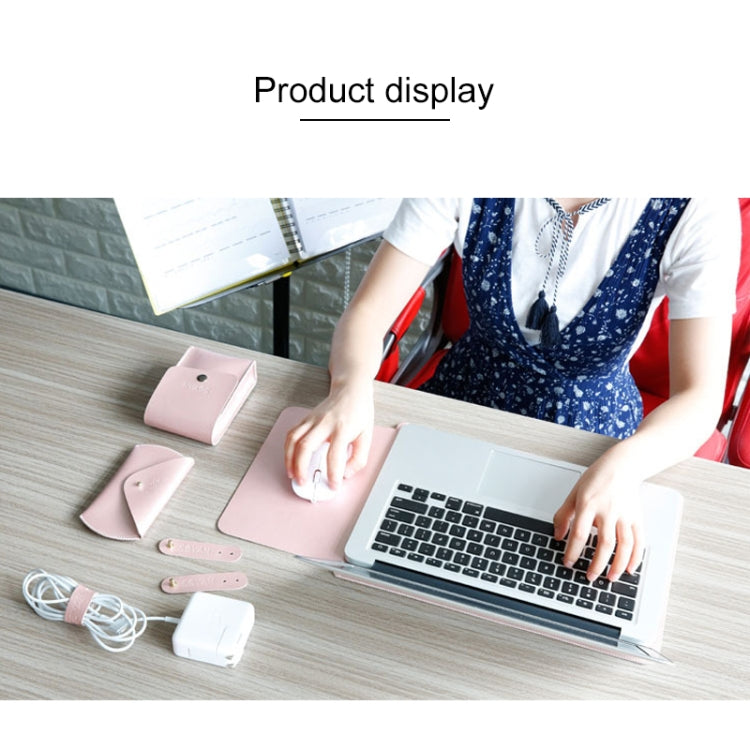 4 in 1 Laptop Microfiber Leather Inner Bag + Power Bag + Mouse Storage Bag + 2 Winders for MacBook Air 11.6 inch
