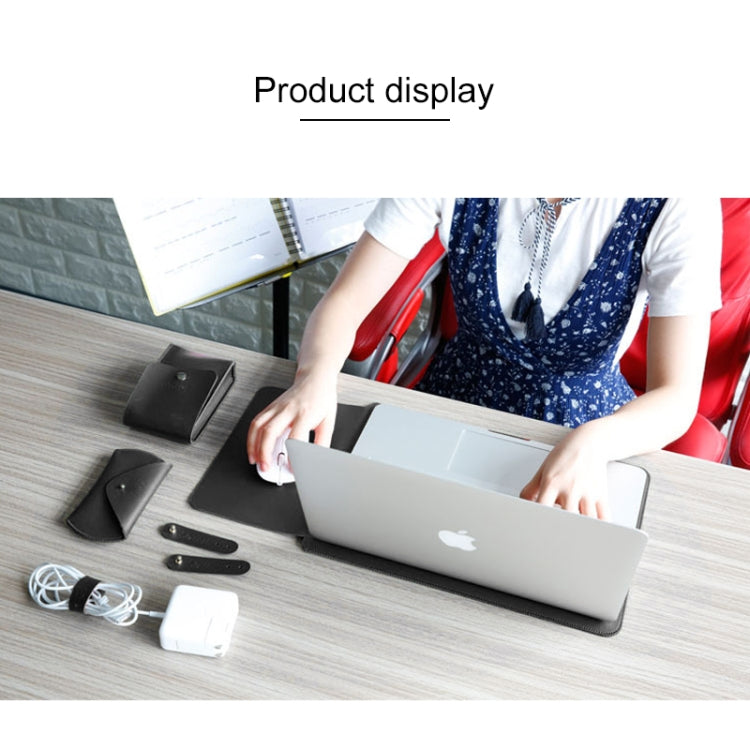 4 in 1 Laptop Microfiber Leather Inner Bag + Power Bag + Mouse Storage Bag + 2 Winders for MacBook Air 13.3 inch