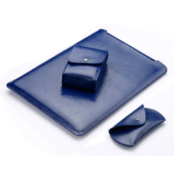 4 in 1 Laptop Microfiber Leather Inner Bag + Power Bag + Mouse Storage Bag + 2 Winders for MacBook 12 inch