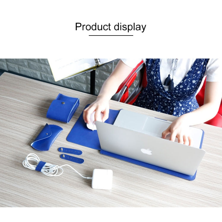 4 in 1 Laptop Microfiber Leather Inner Bag + Power Bag + Mouse Storage Bag + 2 Winders for MacBook 12 inch