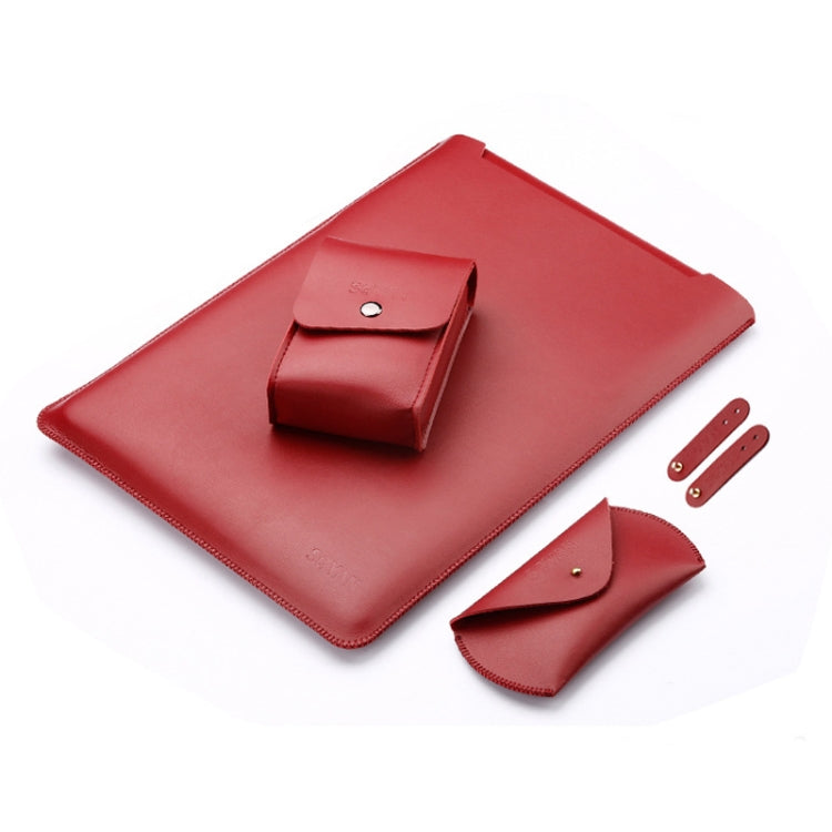 4 in 1 Laptop Microfiber Leather Inner Bag + Power Bag + Mouse Storage Bag + 2 Winders for MacBook 12 inch