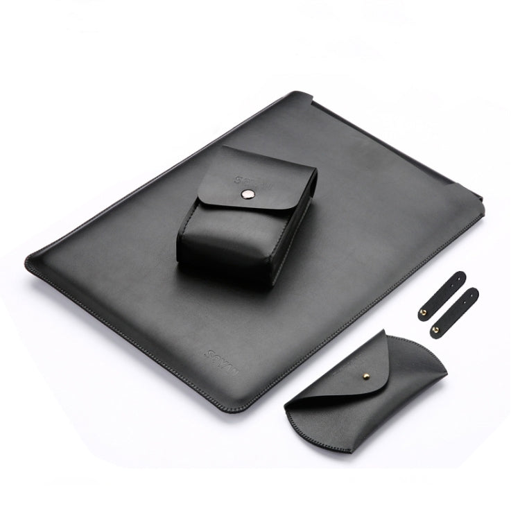 4 in 1 Laptop Microfiber Leather Inner Bag + Power Bag + Mouse Storage Bag + 2 Winders for MacBook Pro 13.3 inch
