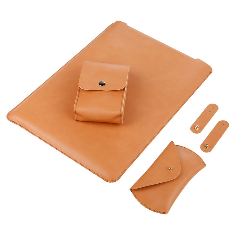 4 in 1 Laptop Microfiber Leather Inner Bag + Power Bag + Mouse Storage Bag + 2 Winders for MacBook Pro 15.4 inch