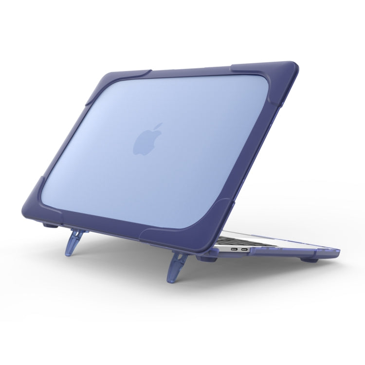 For Macbook Pro 15.4 inch with Touch Bar (A1707) Laptop TPU + PC Folding Shockproof Protective Case with Holder