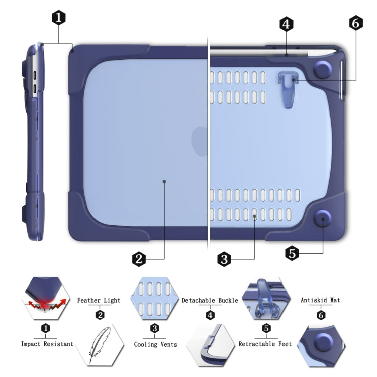 For Macbook Pro 15.4 inch with Touch Bar (A1707) Laptop TPU + PC Folding Shockproof Protective Case with Holder