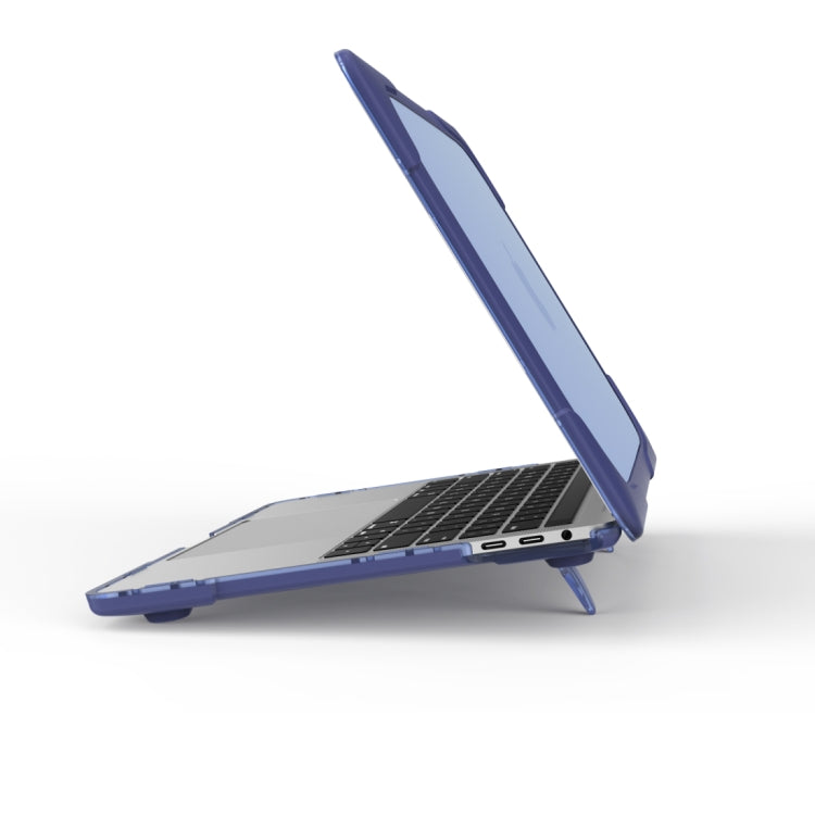 For Macbook Pro 15.4 inch with Touch Bar (A1707) Laptop TPU + PC Folding Shockproof Protective Case with Holder
