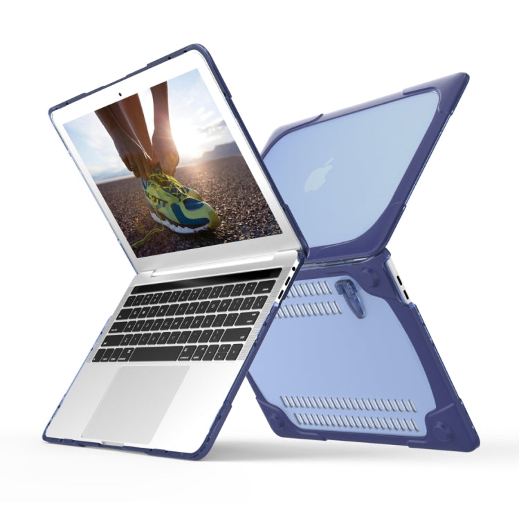 For Macbook Pro 15.4 inch with Touch Bar (A1707) Laptop TPU + PC Folding Shockproof Protective Case with Holder
