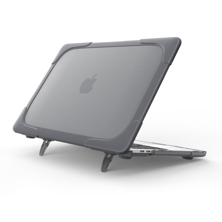 For Macbook Pro 15.4 inch with Touch Bar (A1707) Laptop TPU + PC Folding Shockproof Protective Case with Holder