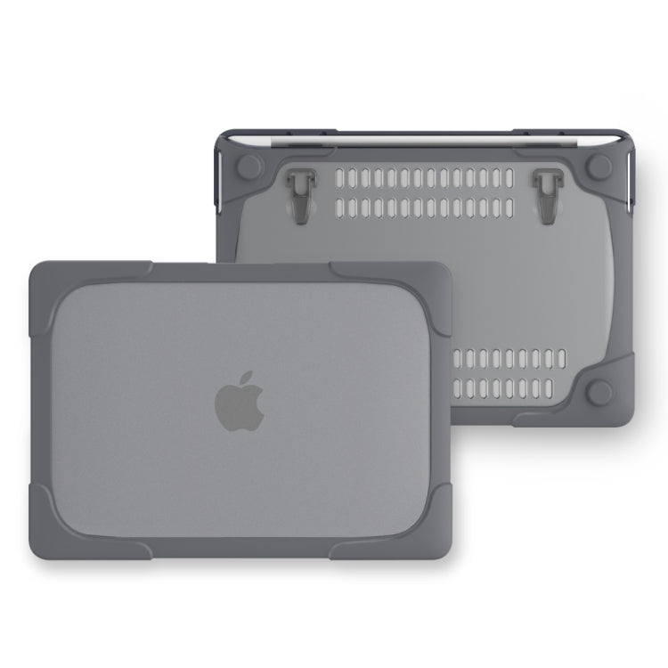 For Macbook Pro 15.4 inch with Touch Bar (A1707) Laptop TPU + PC Folding Shockproof Protective Case with Holder