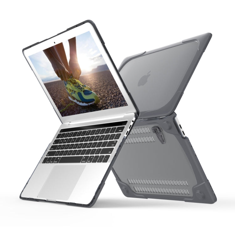 For Macbook Pro 15.4 inch with Touch Bar (A1707) Laptop TPU + PC Folding Shockproof Protective Case with Holder