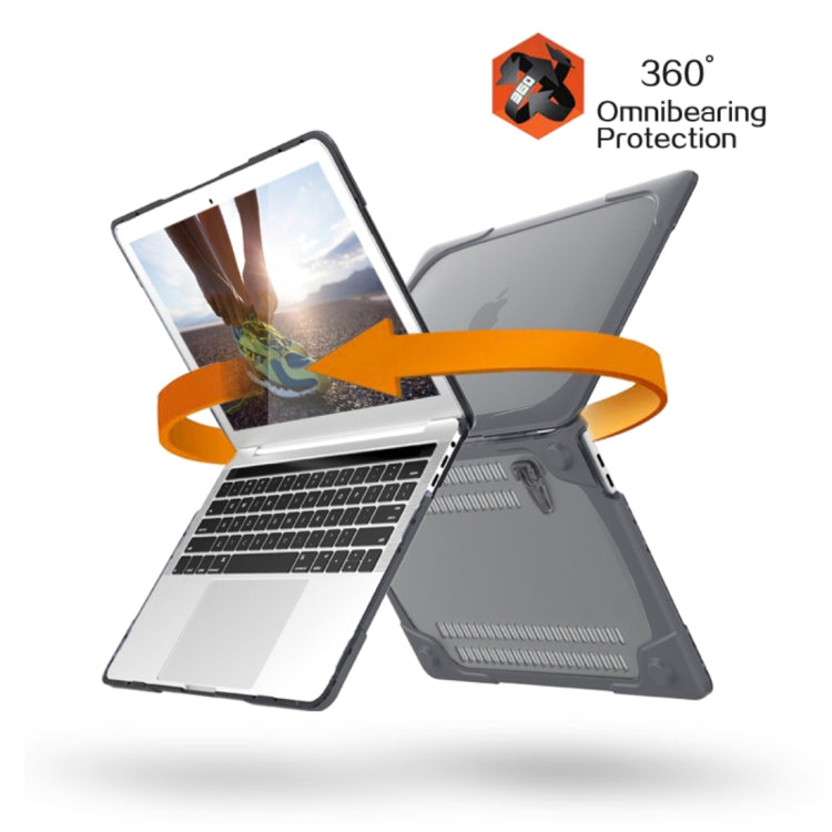 For Macbook Pro 15.4 inch with Touch Bar (A1707) Laptop TPU + PC Folding Shockproof Protective Case with Holder