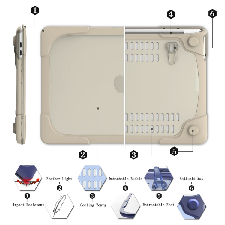 For Macbook Pro 15.4 inch with Touch Bar (A1707) Laptop TPU + PC Folding Shockproof Protective Case with Holder