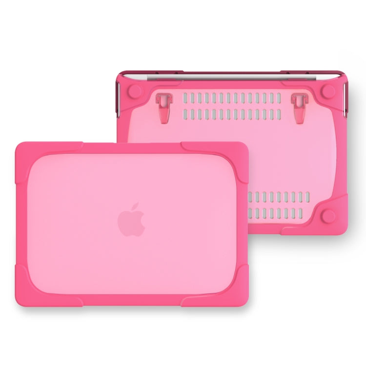 For Macbook Pro 15.4 inch with Touch Bar (A1707) Laptop TPU + PC Folding Shockproof Protective Case with Holder