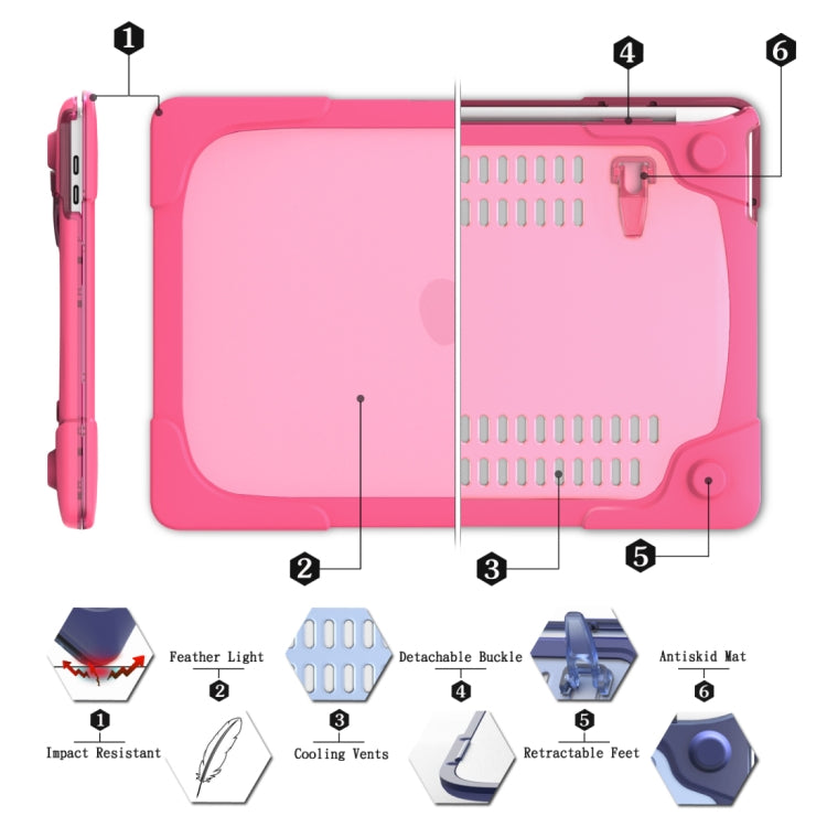 For Macbook Pro 15.4 inch with Touch Bar (A1707) Laptop TPU + PC Folding Shockproof Protective Case with Holder