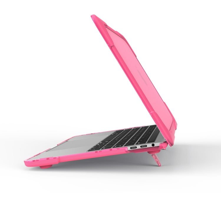 For Macbook Pro 15.4 inch with Touch Bar (A1707) Laptop TPU + PC Folding Shockproof Protective Case with Holder