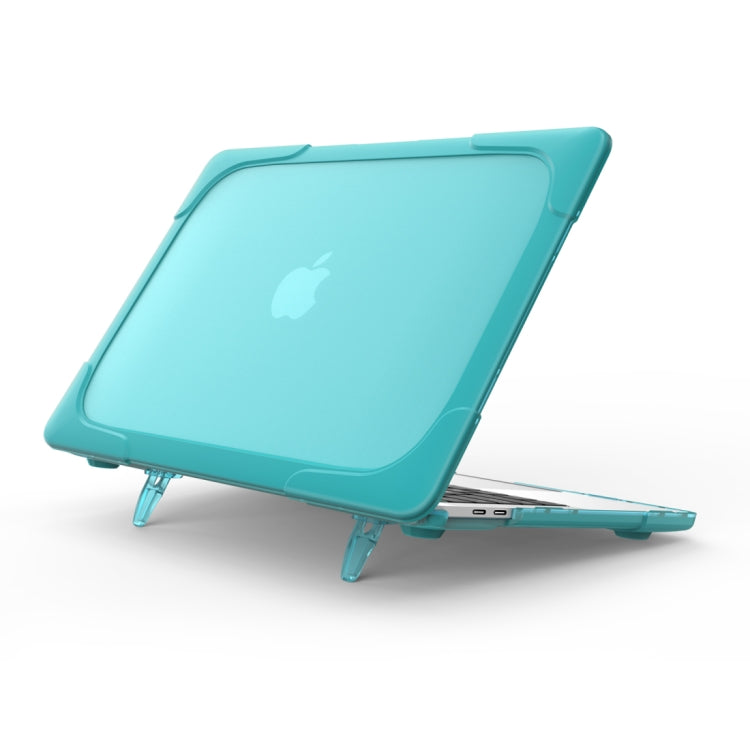 For Macbook Pro 15.4 inch with Touch Bar (A1707) Laptop TPU + PC Folding Shockproof Protective Case with Holder