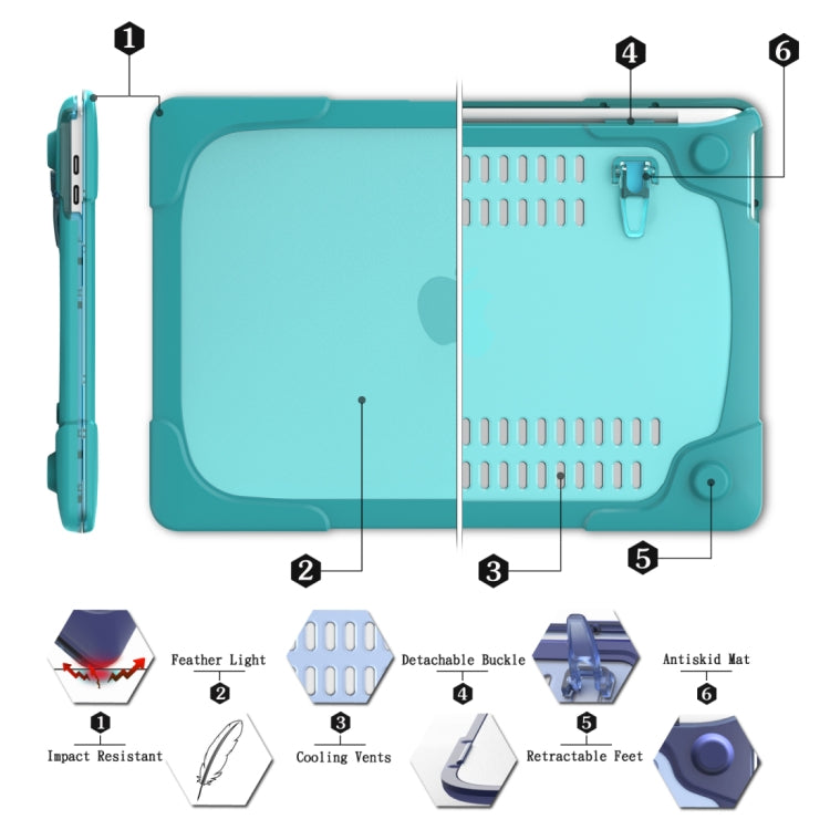 For Macbook Pro 15.4 inch with Touch Bar (A1707) Laptop TPU + PC Folding Shockproof Protective Case with Holder