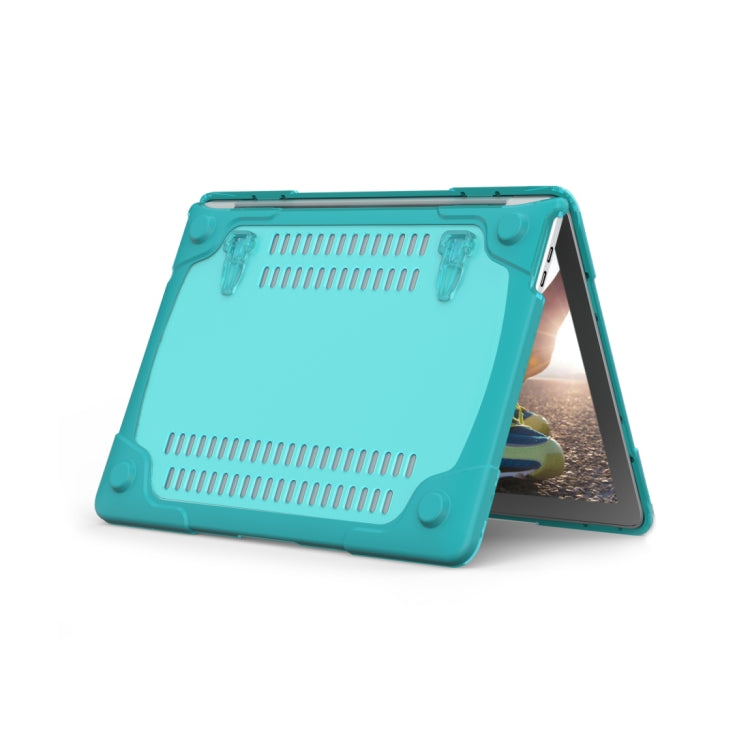 For Macbook Pro 15.4 inch with Touch Bar (A1707) Laptop TPU + PC Folding Shockproof Protective Case with Holder