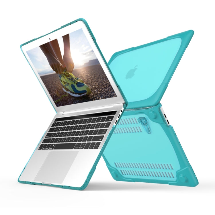 For Macbook Pro 15.4 inch with Touch Bar (A1707) Laptop TPU + PC Folding Shockproof Protective Case with Holder