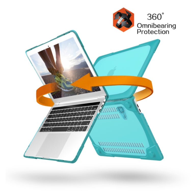 For Macbook Pro 15.4 inch with Touch Bar (A1707) Laptop TPU + PC Folding Shockproof Protective Case with Holder