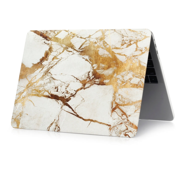 Beige White Gold Texture Marble Pattern Laptop Water Decals PC Protective Case for MacBook Pro 15.4 inch A1990 (2018) / A1707