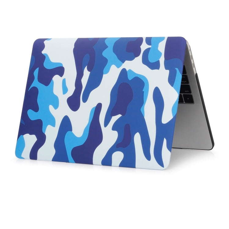 Blue Camouflage Pattern Laptop Water Decals PC Protective Case for MacBook Pro 15.4 inch A1990 (2018) / A1707
