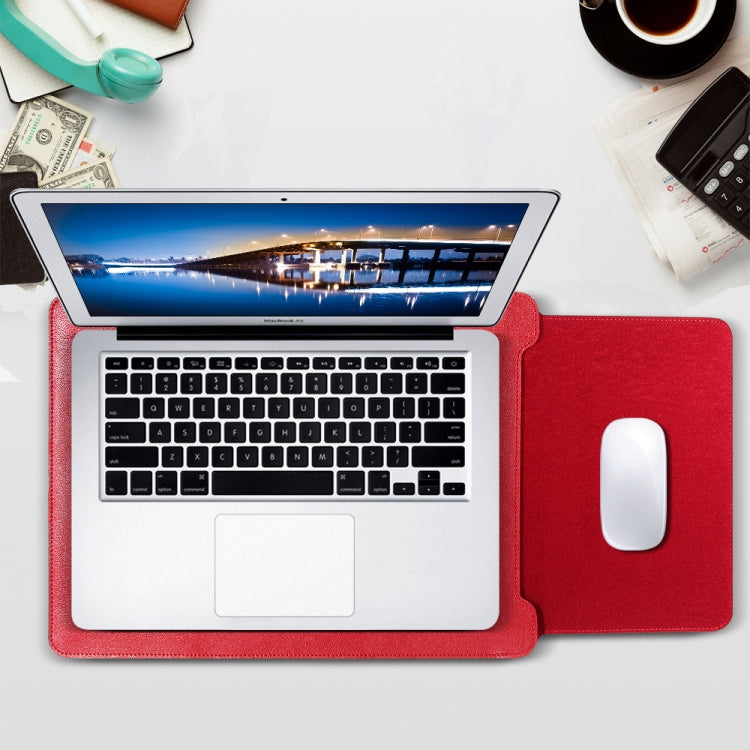 4 in 1 Laptop PU Leather Bag + Power Bag + Cable Tie + Mouse Bag for MacBook 13 inch