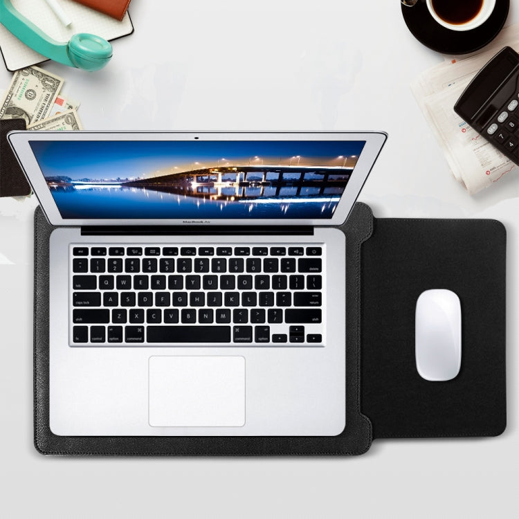 4 in 1 Laptop PU Leather Bag + Power Bag + Cable Tie + Mouse Bag for MacBook 15 inch
