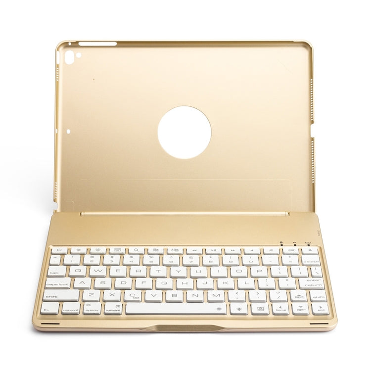 F8AS For iPad Air 2 & Air 1 / Pro 9.7 inch & 2017 iPad & 2018 iPad Laptop Version Colorful Backlit Aluminum Alloy Bluetooth Keyboard Tablet Case