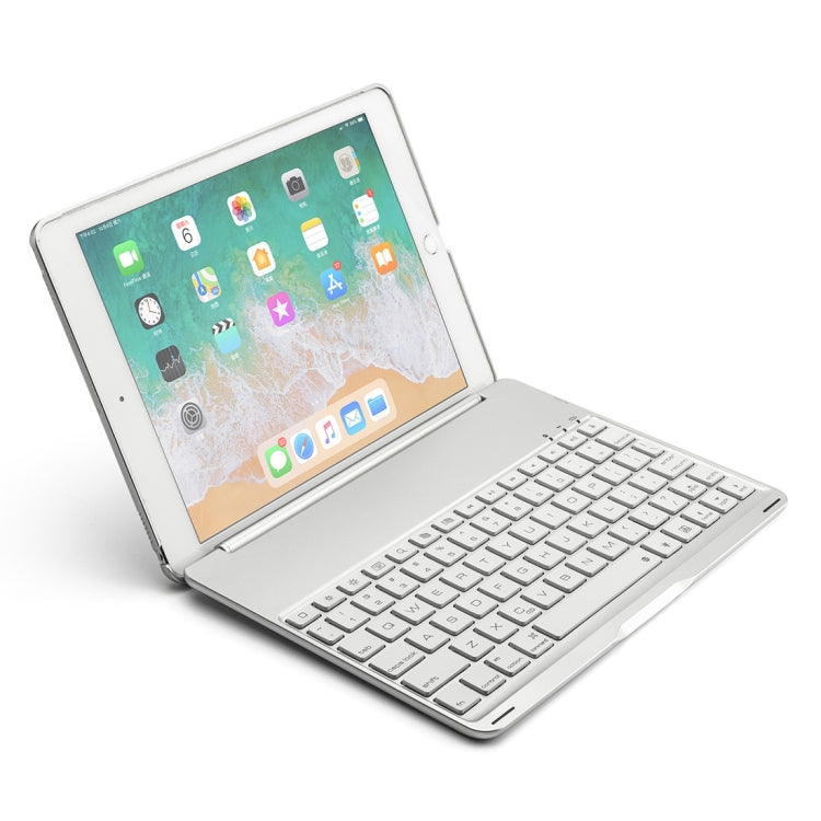 F8AS For iPad Air 2 & Air 1 / Pro 9.7 inch & 2017 iPad & 2018 iPad Laptop Version Colorful Backlit Aluminum Alloy Bluetooth Keyboard Tablet Case