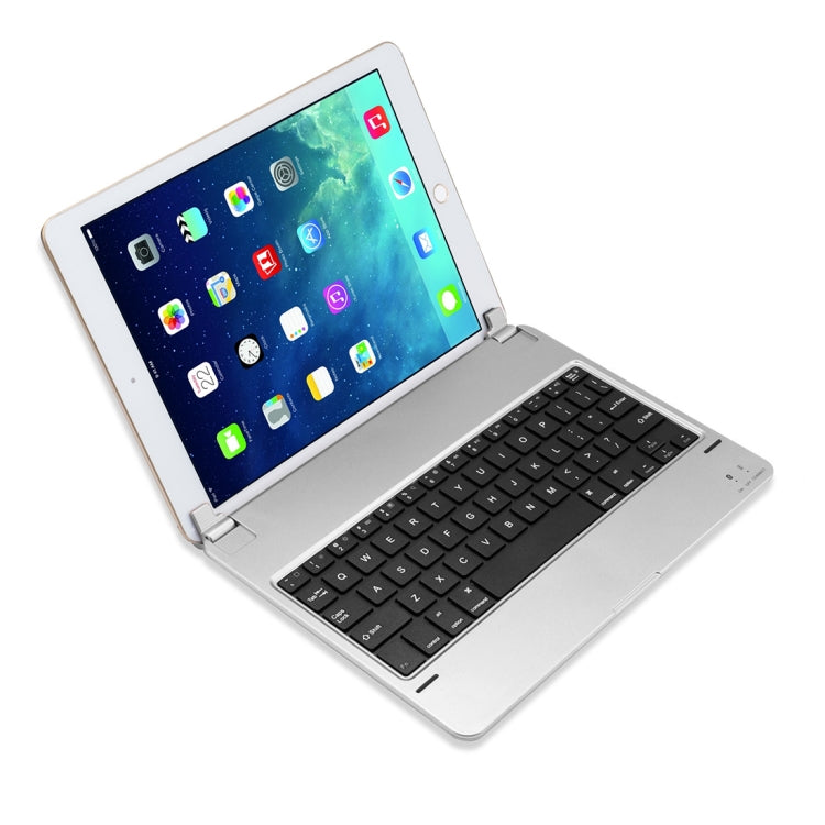 P1305 For iPad Air 2 & Air 1 / Pro 9.7 inch & 2017 iPad & 2018 iPad Plug-in Card Slot Plastic Bluetooth Keyboard Tablet Case with Stand Function (Silver)