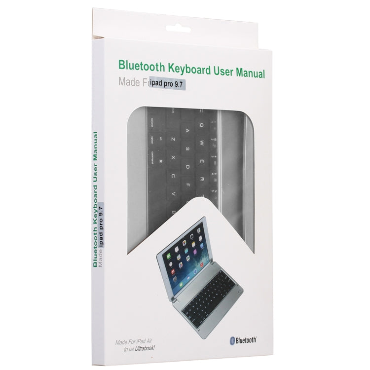 P1305 For iPad Air 2 & Air 1 / Pro 9.7 inch & 2017 iPad & 2018 iPad Plug-in Card Slot Plastic Bluetooth Keyboard Tablet Case with Stand Function (Silver)