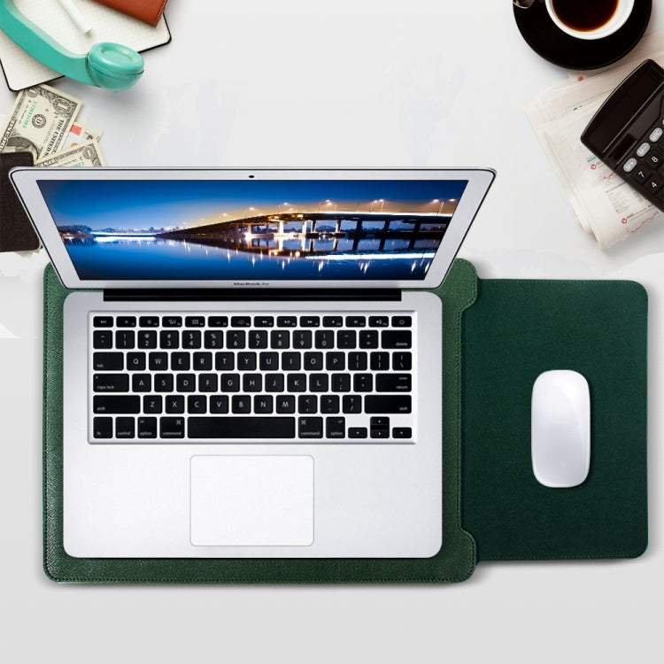 4 in 1 Laptop PU Leather Bag + Power Bag + Cable Tie + Mouse Bag for MacBook 11-12 inch